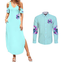 Flower Skull Angel Couples Matching Summer Maxi Dress and Long Sleeve Button Shirt I'm A Bitch With A Flow Bullshit Tolerance - Wonder Print Shop