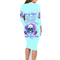 Flower Skull Angel Family Matching Long Sleeve Bodycon Dress and Hawaiian Shirt I'm A Bitch With A Flow Bullshit Tolerance - Wonder Print Shop
