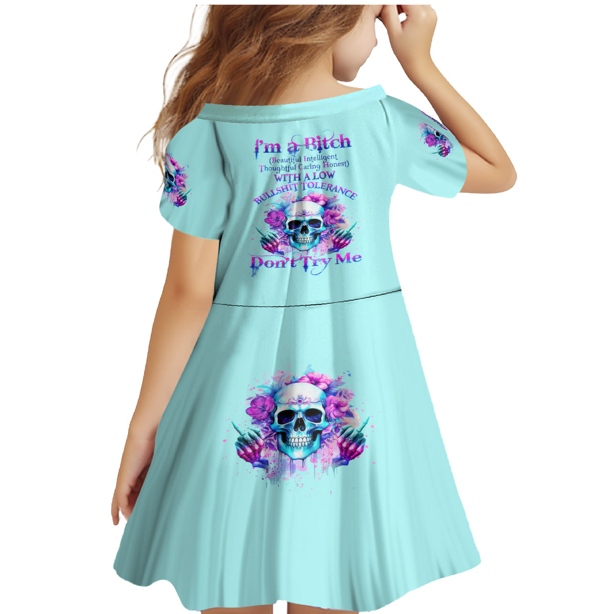 Flower Skull Angel Family Matching Mermaid Dress and Hawaiian Shirt I'm A Bitch With A Flow Bullshit Tolerance - Wonder Print Shop