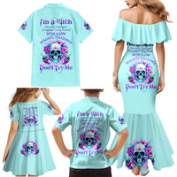 Flower Skull Angel Family Matching Mermaid Dress and Hawaiian Shirt I'm A Bitch With A Flow Bullshit Tolerance - Wonder Print Shop