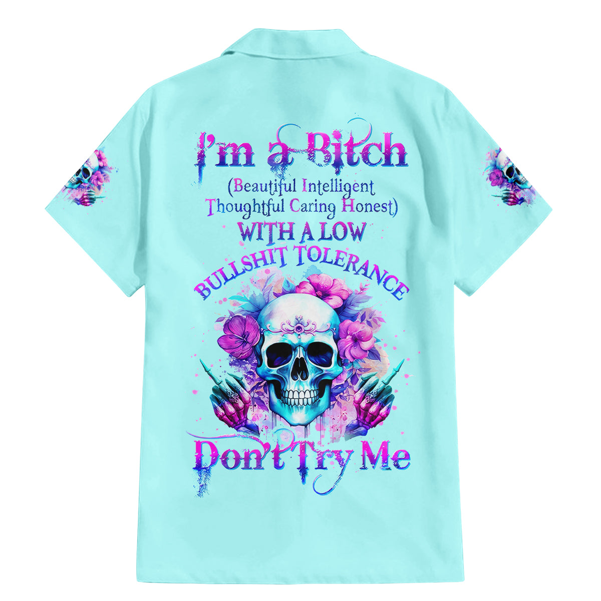 Flower Skull Angel Family Matching Mermaid Dress and Hawaiian Shirt I'm A Bitch With A Flow Bullshit Tolerance - Wonder Print Shop