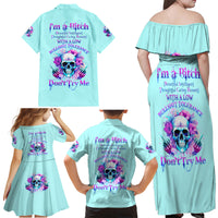 Flower Skull Angel Family Matching Off Shoulder Maxi Dress and Hawaiian Shirt I'm A Bitch With A Flow Bullshit Tolerance - Wonder Print Shop