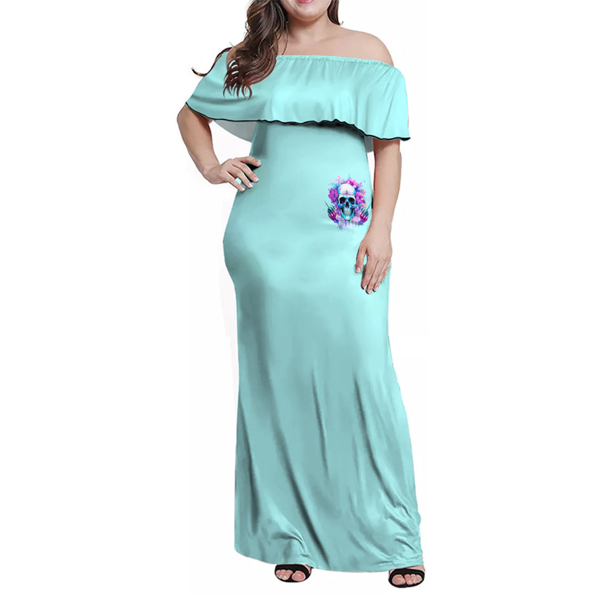 Flower Skull Angel Family Matching Off Shoulder Maxi Dress and Hawaiian Shirt I'm A Bitch With A Flow Bullshit Tolerance - Wonder Print Shop