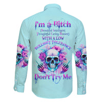 Flower Skull Angel Family Matching Off Shoulder Short Dress and Hawaiian Shirt I'm A Bitch With A Flow Bullshit Tolerance - Wonder Print Shop