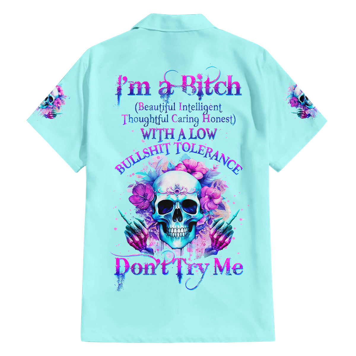 Flower Skull Angel Family Matching Summer Maxi Dress and Hawaiian Shirt I'm A Bitch With A Flow Bullshit Tolerance - Wonder Print Shop