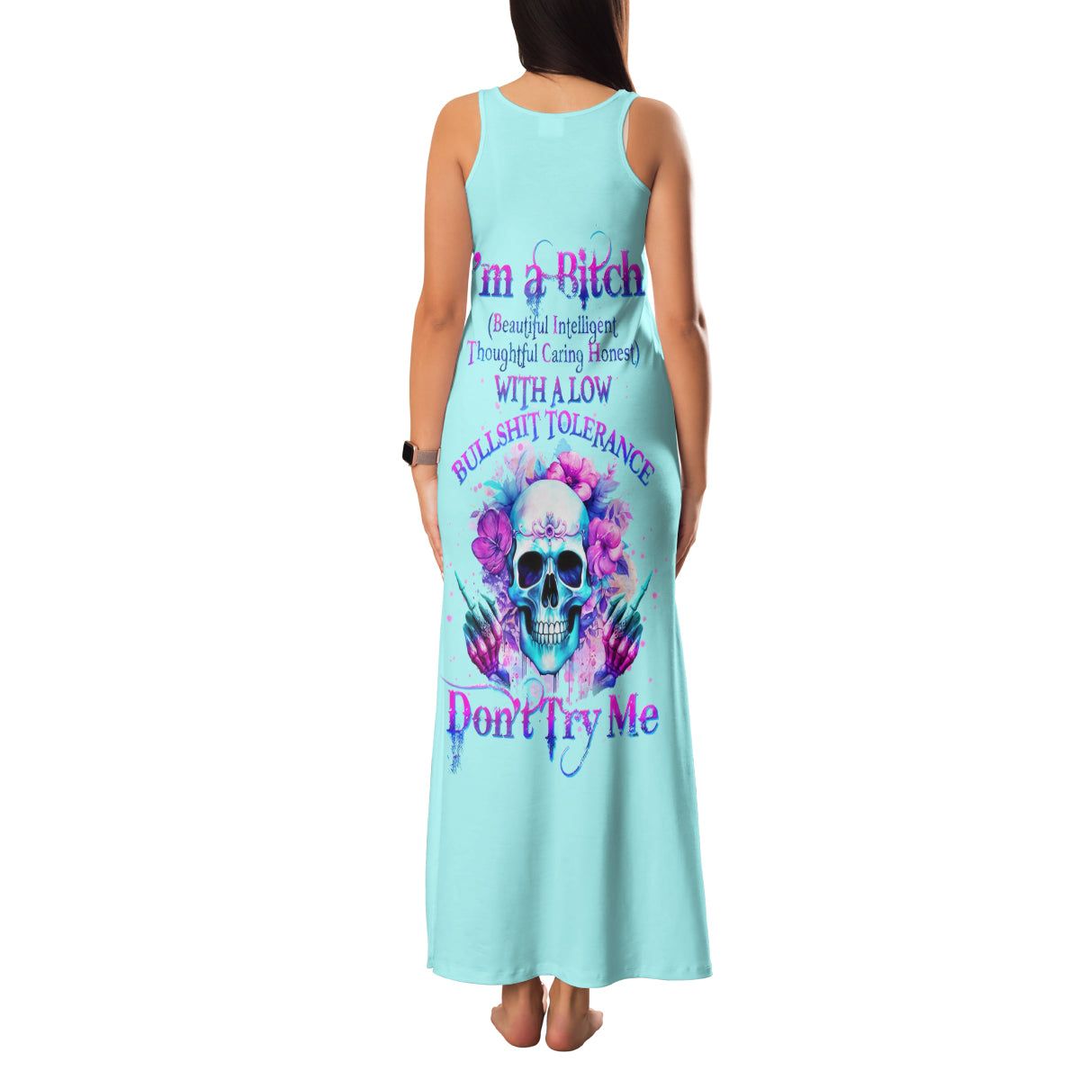 Flower Skull Angel Family Matching Tank Maxi Dress and Hawaiian Shirt I'm A Bitch With A Flow Bullshit Tolerance - Wonder Print Shop