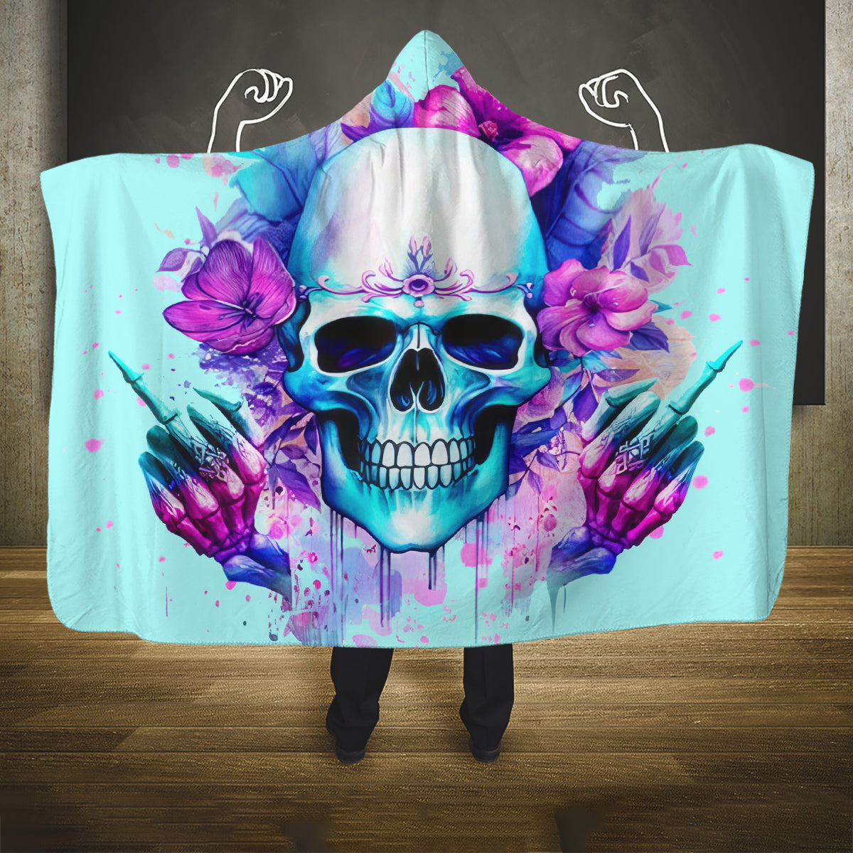 Flower Skull Angel Hooded Blanket I'm A Bitch With A Flow Bullshit Tolerance