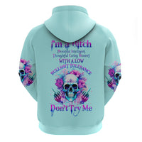 Flower Skull Angel Hoodie I'm A Bitch With A Flow Bullshit Tolerance - Wonder Print Shop