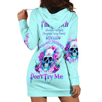 Flower Skull Angel Hoodie Dress I'm A Bitch With A Flow Bullshit Tolerance - Wonder Print Shop