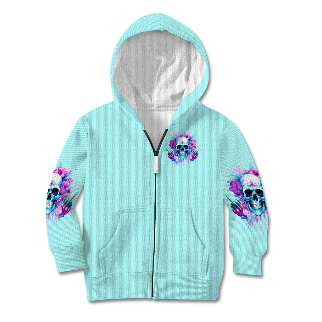 Flower Skull Angel Kid Hoodie I'm A Bitch With A Flow Bullshit Tolerance - Wonder Print Shop
