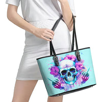 Flower Skull Angel Leather Tote Bag I'm A Bitch With A Flow Bullshit Tolerance - Wonder Print Shop