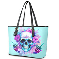Flower Skull Angel Leather Tote Bag I'm A Bitch With A Flow Bullshit Tolerance - Wonder Print Shop