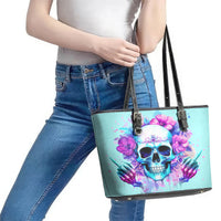 Flower Skull Angel Leather Tote Bag I'm A Bitch With A Flow Bullshit Tolerance - Wonder Print Shop