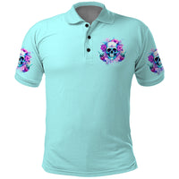 Flower Skull Angel Polo Shirt I'm A Bitch With A Flow Bullshit Tolerance - Wonder Print Shop