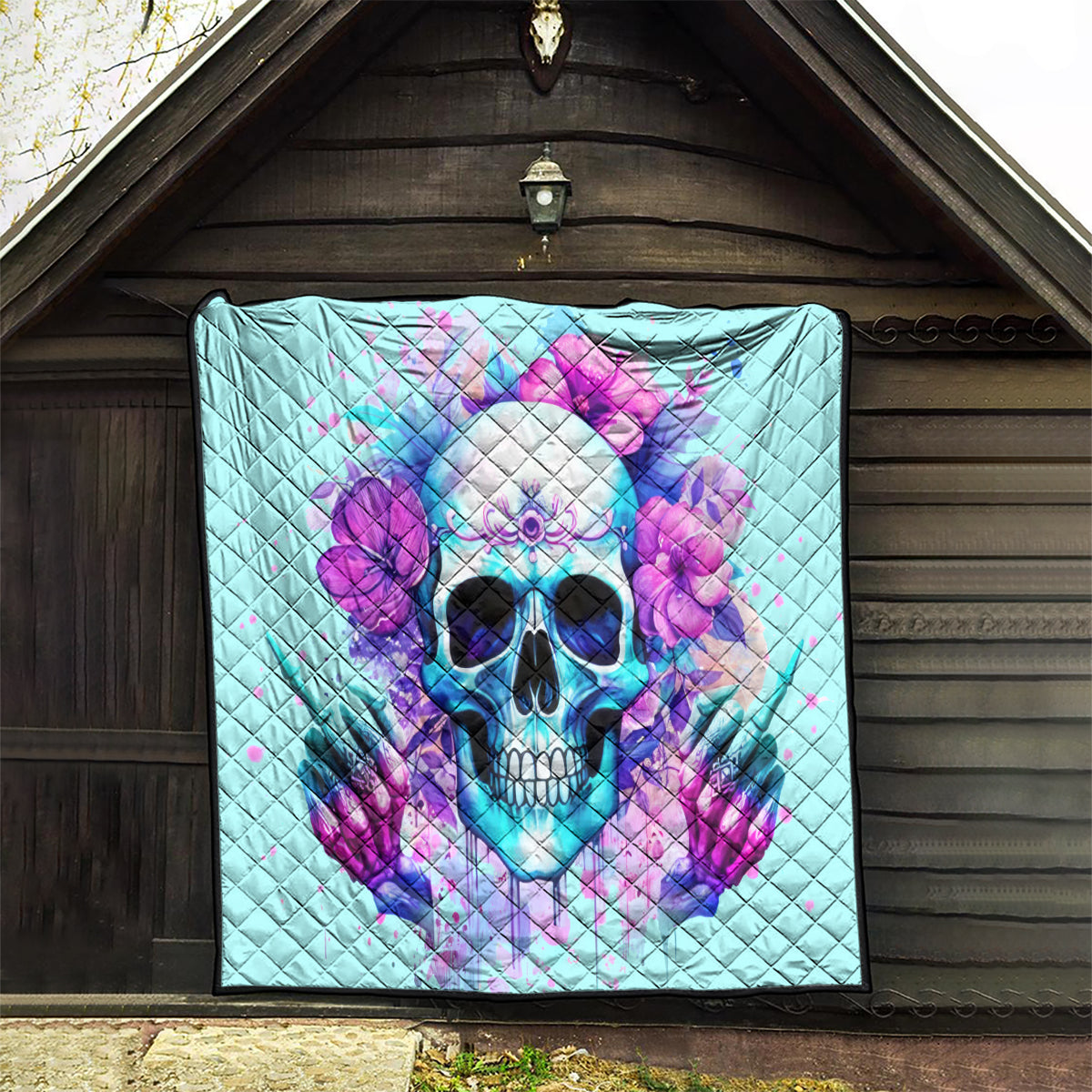 Flower Skull Angel Quilt I'm A Bitch With A Flow Bullshit Tolerance - Wonder Print Shop