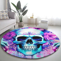 Flower Skull Angel Round Carpet I'm A Bitch With A Flow Bullshit Tolerance