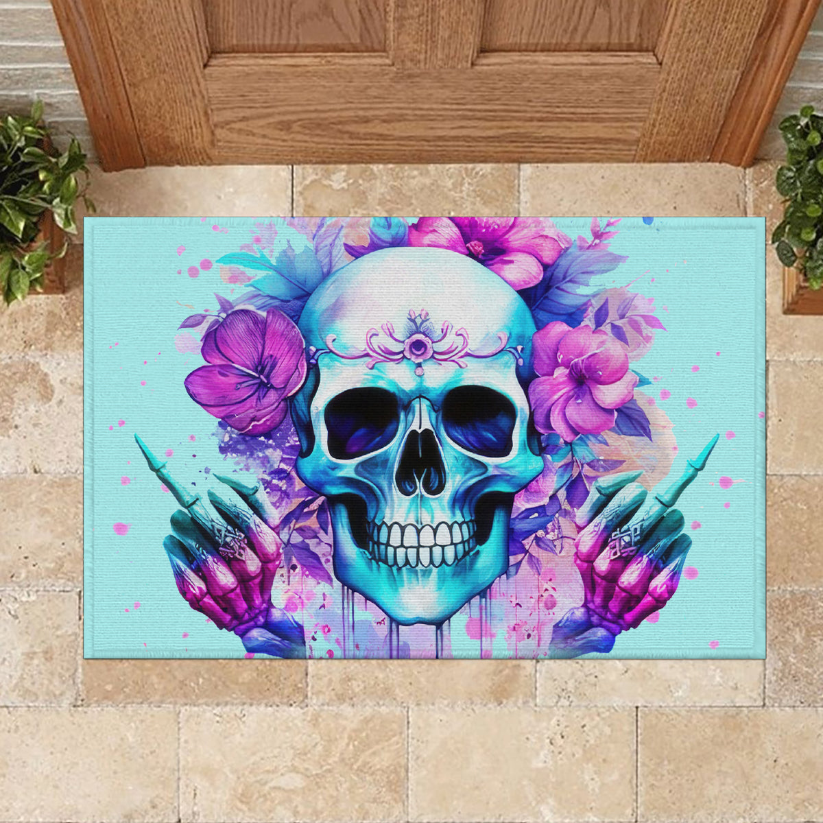 Flower Skull Angel Rubber Doormat I'm A Bitch With A Flow Bullshit Tolerance - Wonder Print Shop