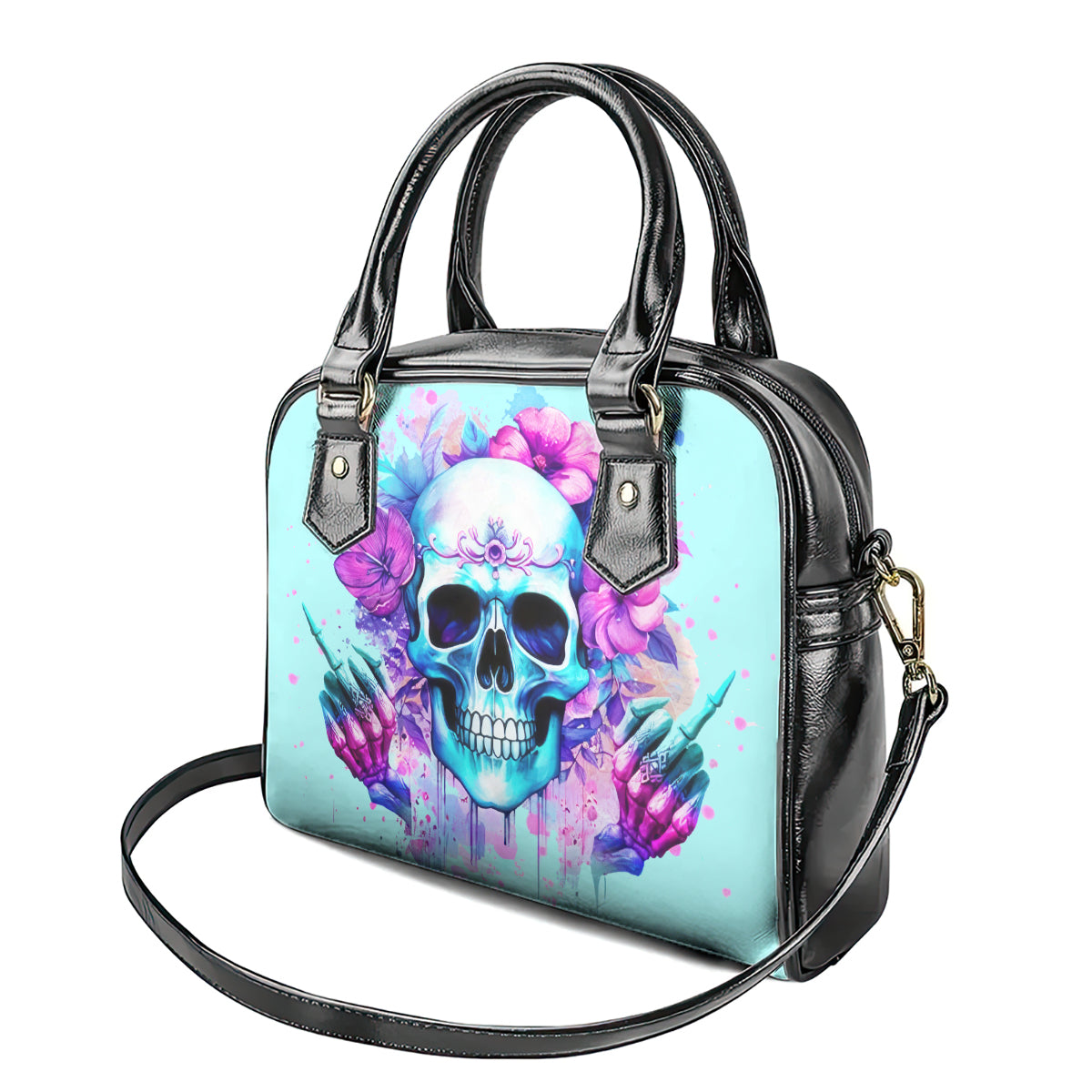 Flower Skull Angel Shoulder Handbag I'm A Bitch With A Flow Bullshit Tolerance