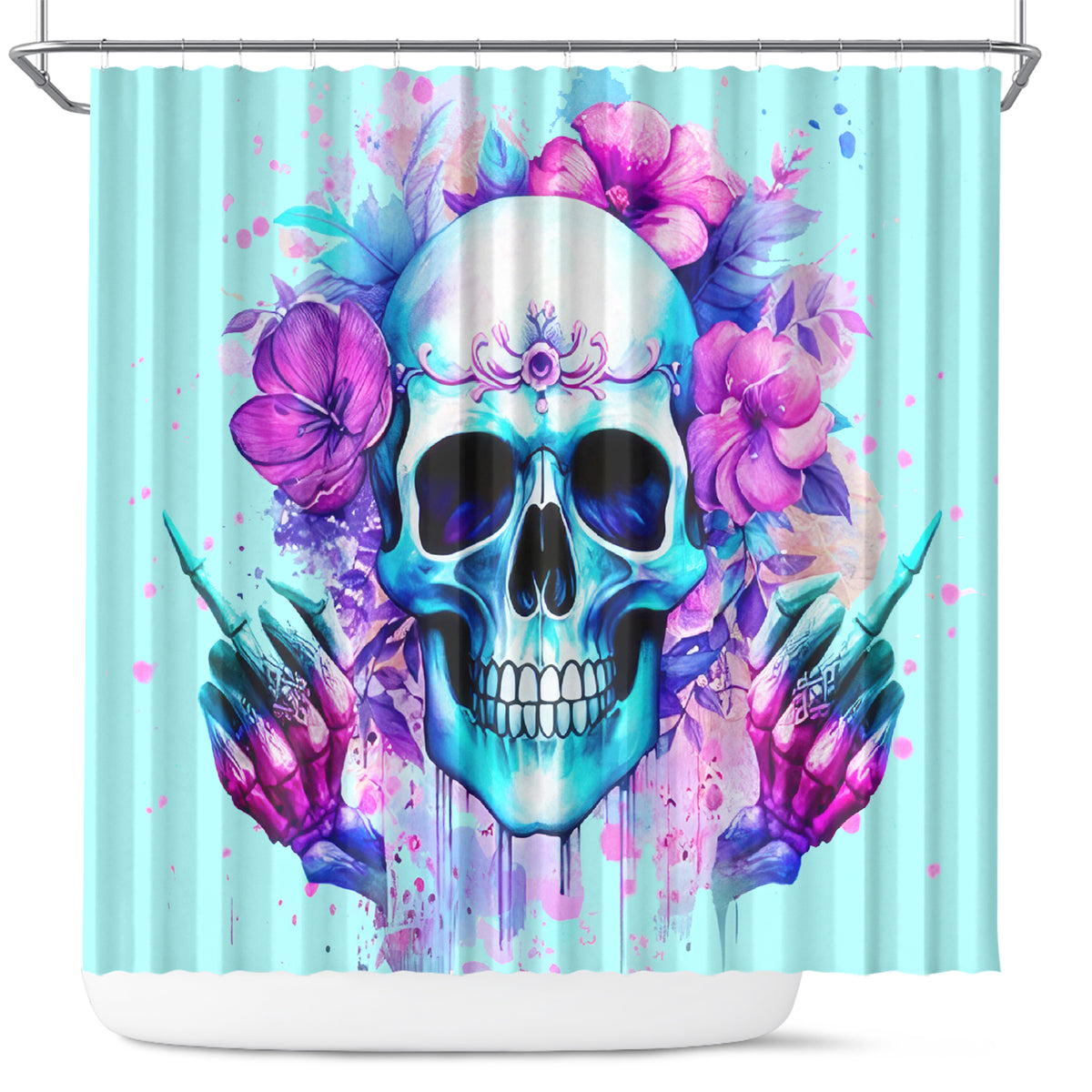 Flower Skull Angel Shower Curtain I'm A Bitch With A Flow Bullshit Tolerance