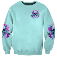 Flower Skull Angel Sweatshirt I'm A Bitch With A Flow Bullshit Tolerance - Wonder Print Shop