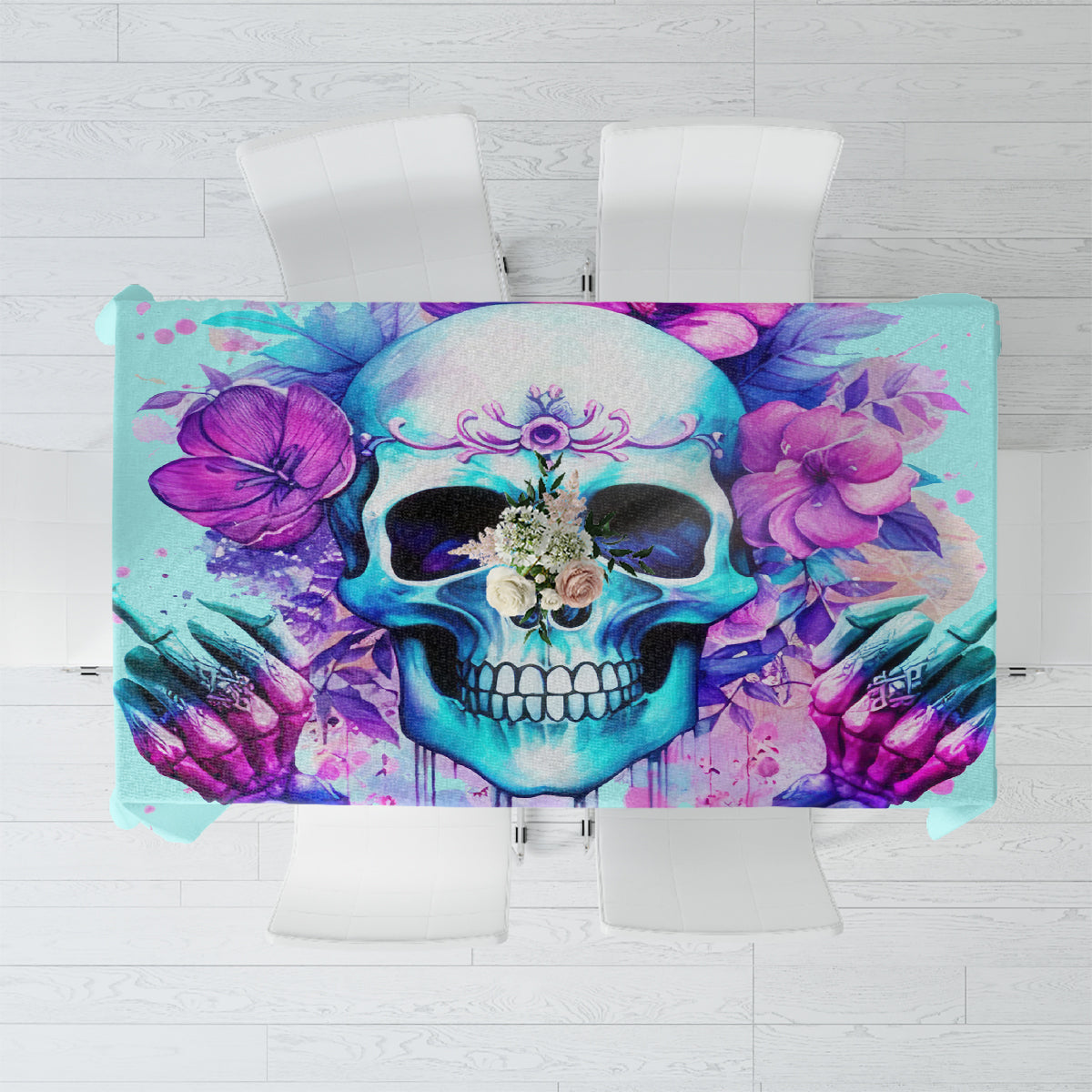 Flower Skull Angel Tablecloth I'm A Bitch With A Flow Bullshit Tolerance - Wonder Print Shop