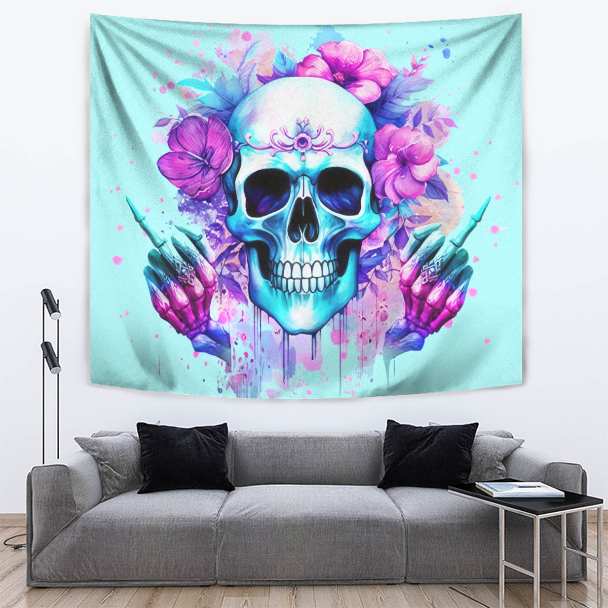 Flower Skull Angel Tapestry I'm A Bitch With A Flow Bullshit Tolerance - Wonder Print Shop