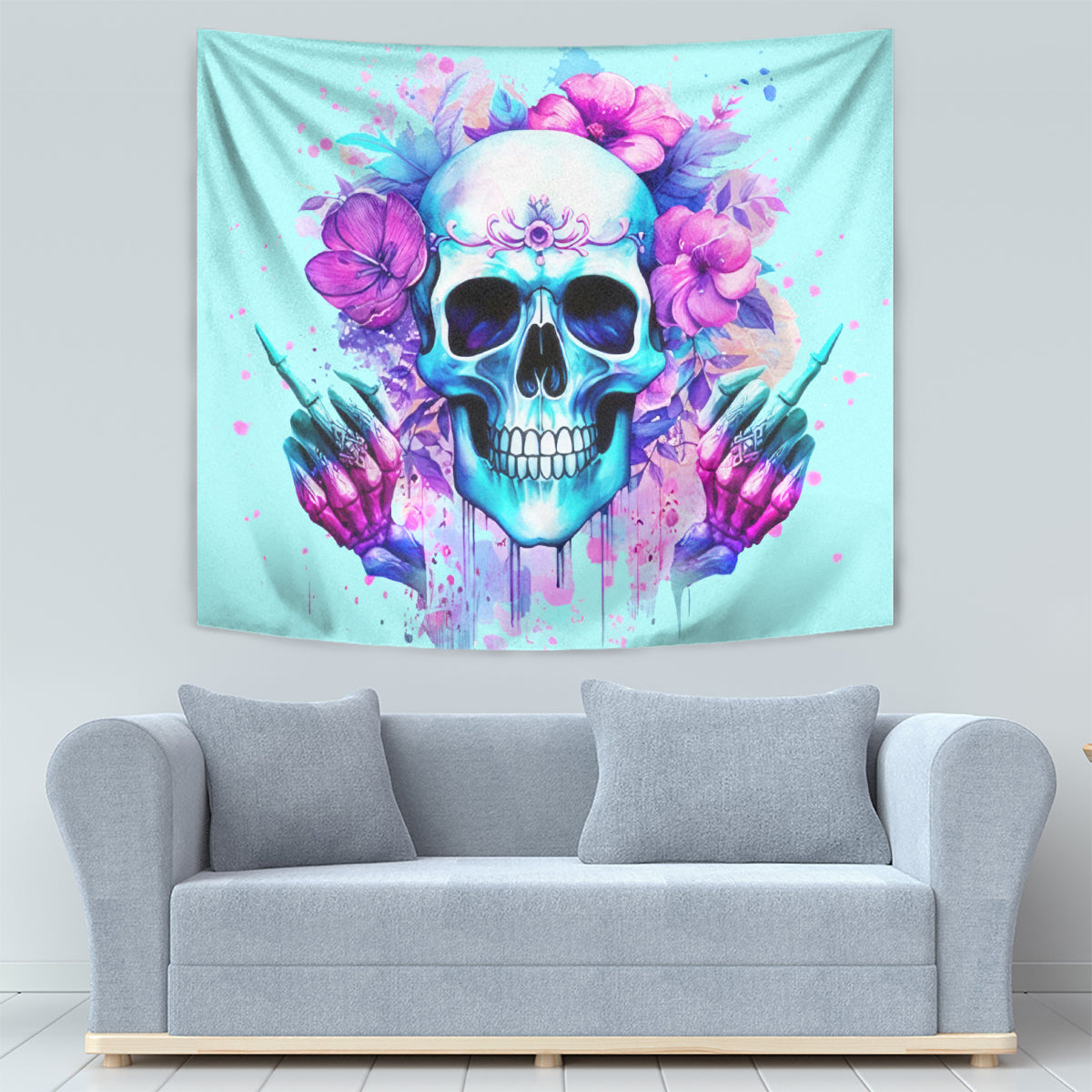 Flower Skull Angel Tapestry I'm A Bitch With A Flow Bullshit Tolerance - Wonder Print Shop