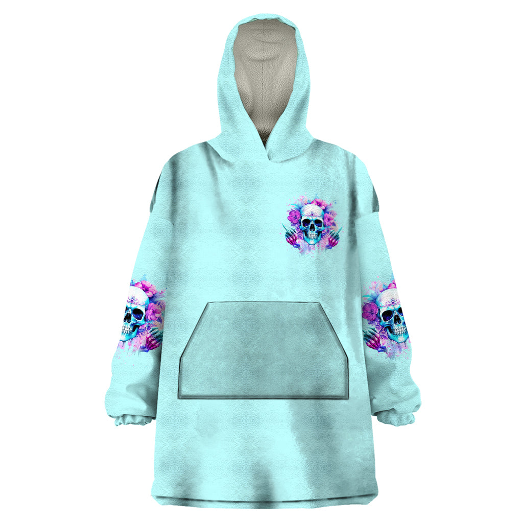 Flower Skull Angel Wearable Blanket Hoodie I'm A Bitch With A Flow Bullshit Tolerance - Wonder Print Shop