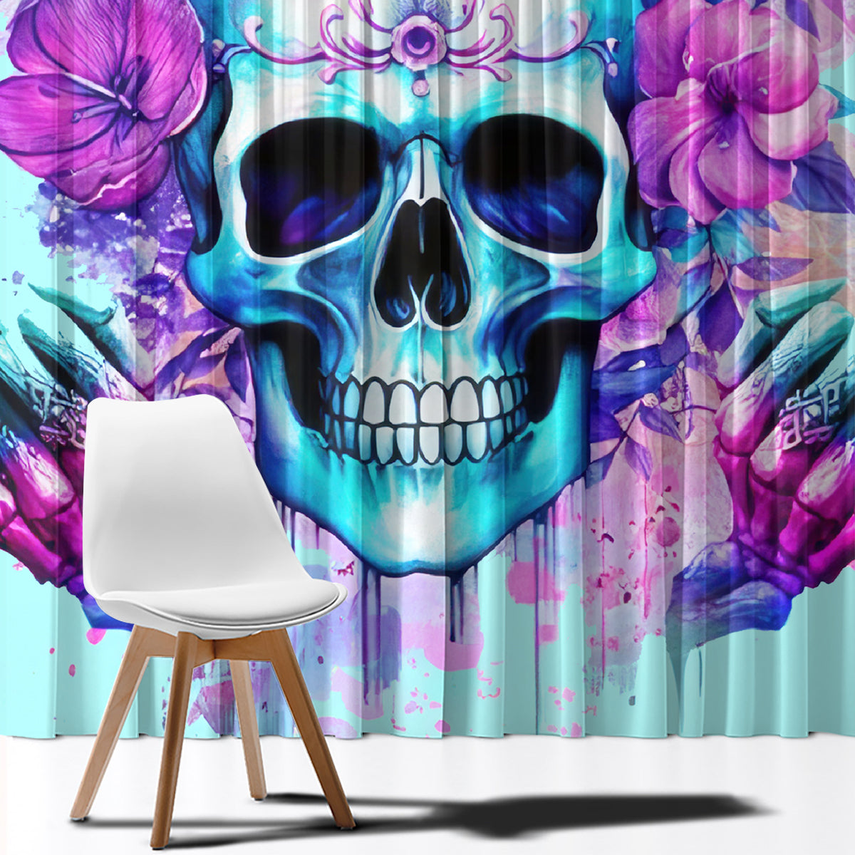 Flower Skull Angel Window Curtain I'm A Bitch With A Flow Bullshit Tolerance - Wonder Print Shop