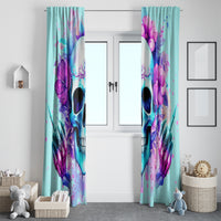 Flower Skull Angel Window Curtain I'm A Bitch With A Flow Bullshit Tolerance - Wonder Print Shop