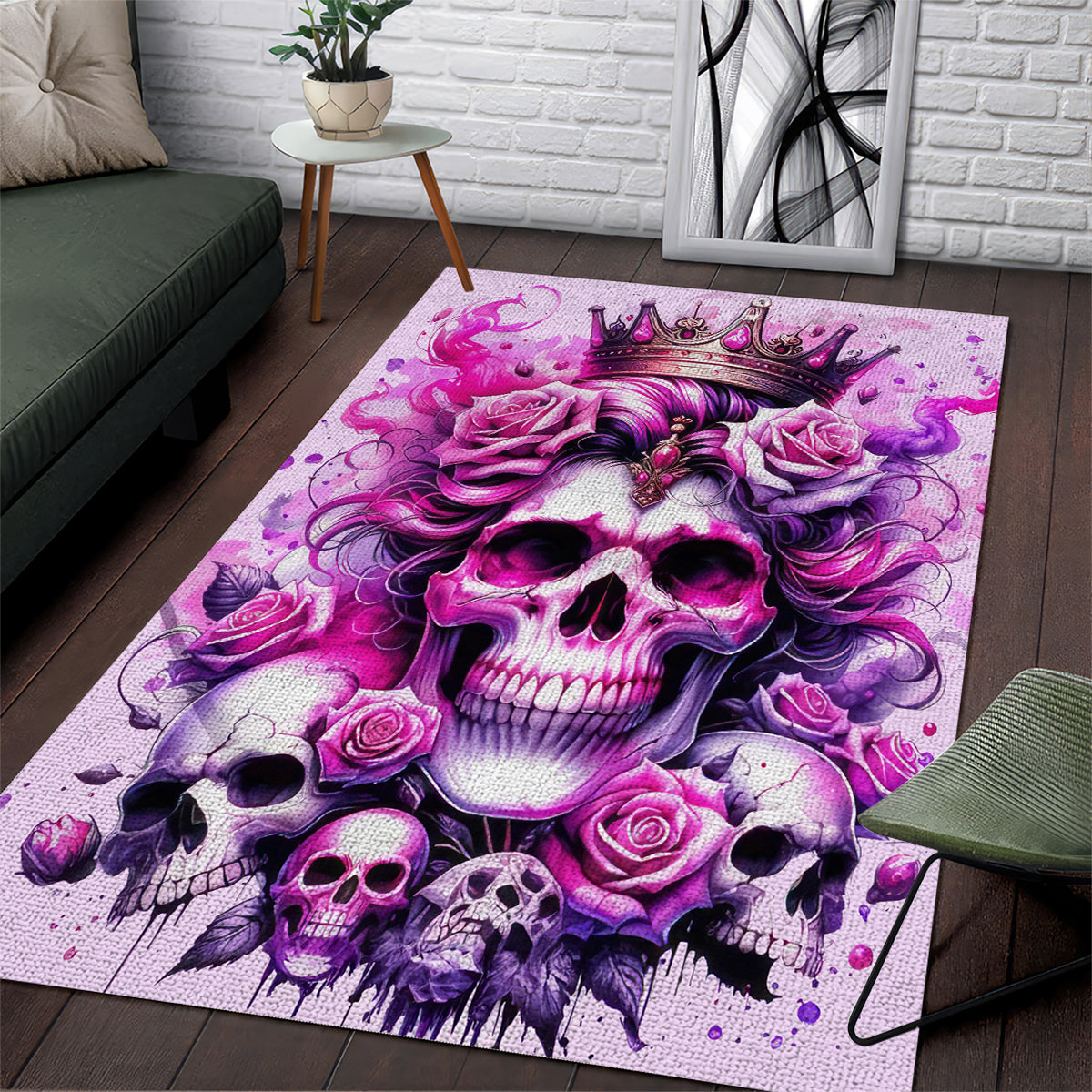 Rose Skull Area Rug Bitch I'm The Fucking Queen - Wonder Print Shop