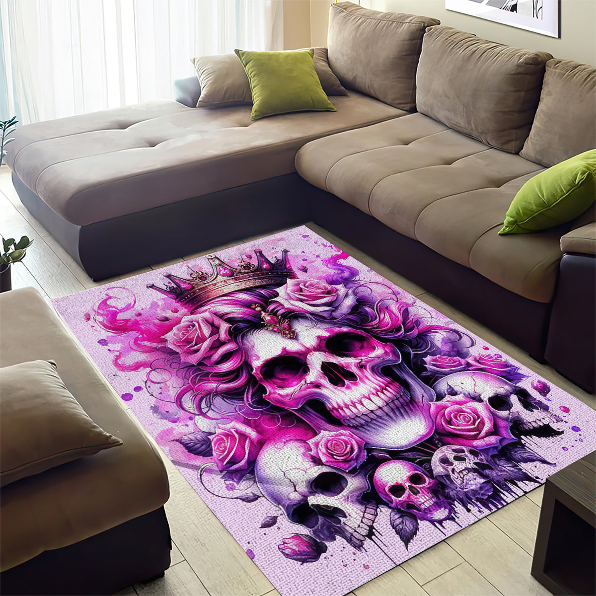 Rose Skull Area Rug Bitch I'm The Fucking Queen - Wonder Print Shop