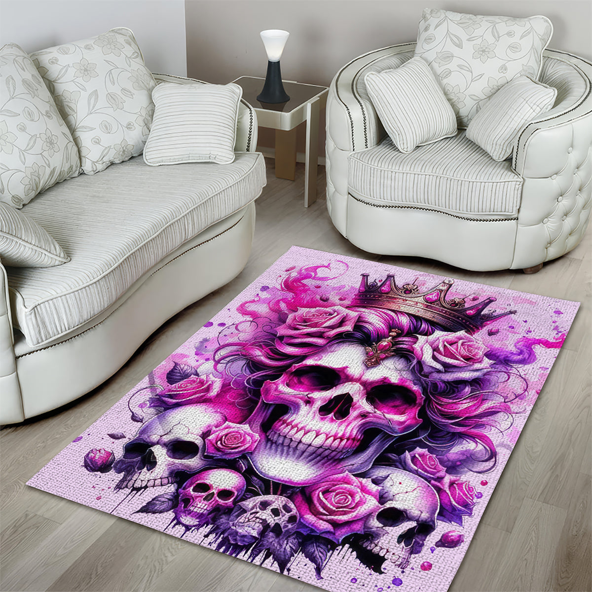 Rose Skull Area Rug Bitch I'm The Fucking Queen - Wonder Print Shop