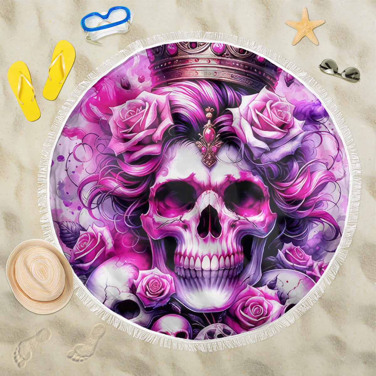 Rose Skull Beach Blanket Bitch I'm The Fucking Queen - Wonder Print Shop