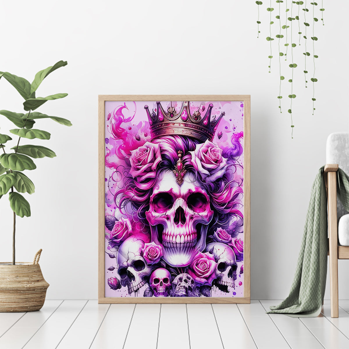 Rose Skull Canvas Wall Art Bitch I'm The Fucking Queen - Wonder Print Shop