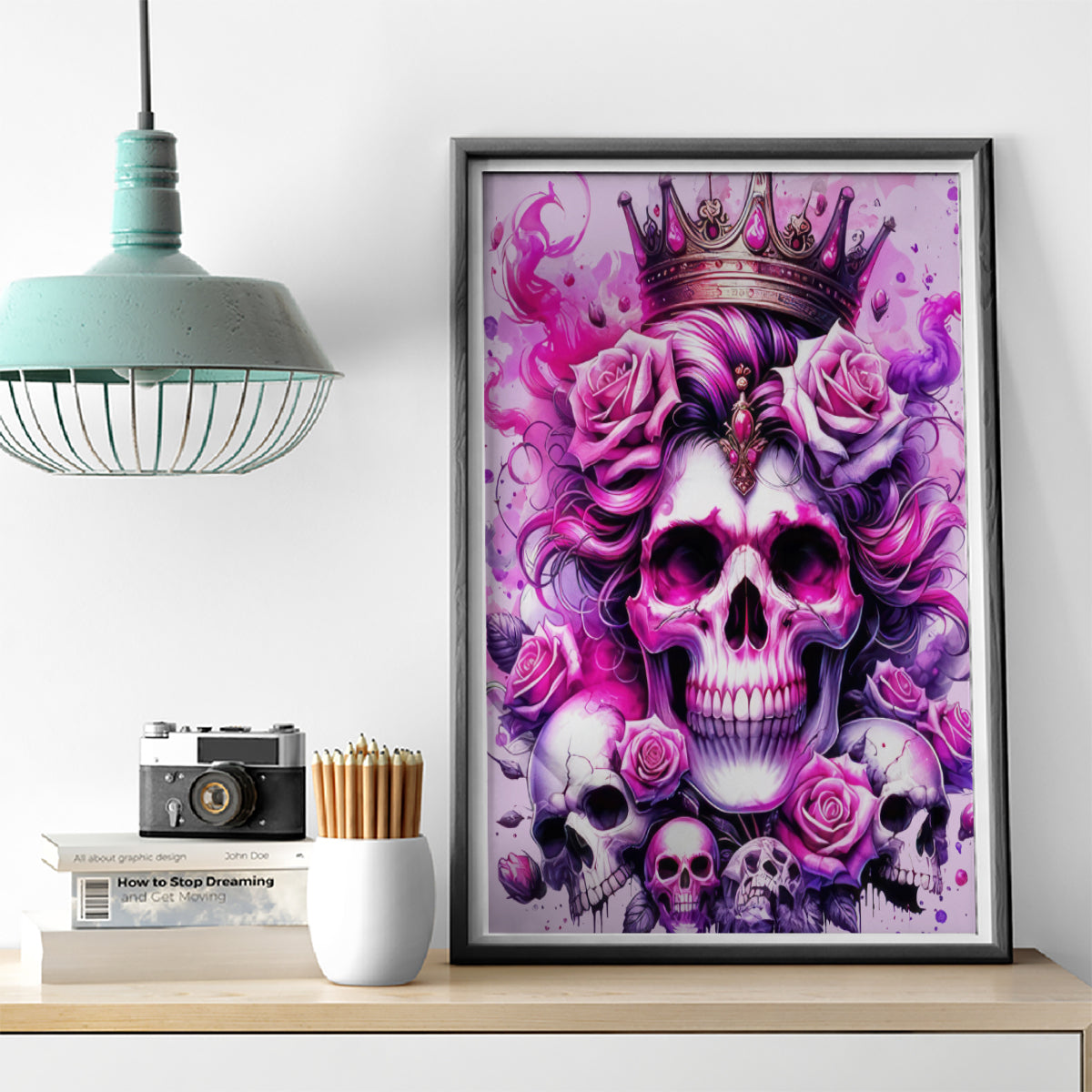 Rose Skull Canvas Wall Art Bitch I'm The Fucking Queen - Wonder Print Shop