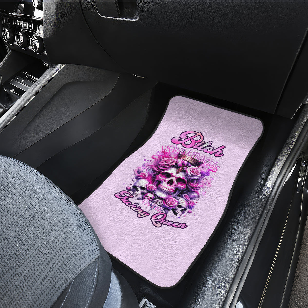 Rose Skull Car Mats Bitch I'm The Fucking Queen - Wonder Print Shop