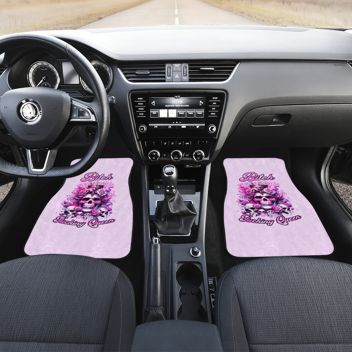 Rose Skull Car Mats Bitch I'm The Fucking Queen - Wonder Print Shop
