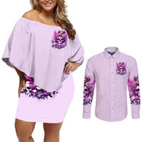 Rose Skull Couples Matching Off Shoulder Short Dress and Long Sleeve Button Shirt Bitch I'm The Fucking Queen - Wonder Print Shop