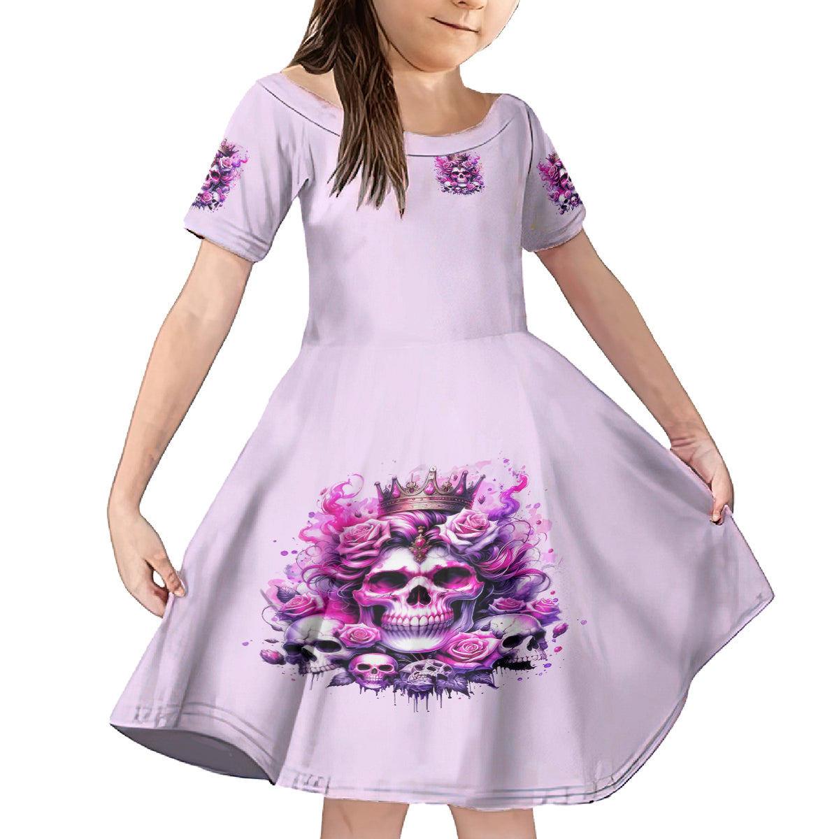 Rose Skull Family Matching Off Shoulder Short Dress and Hawaiian Shirt Bitch I'm The Fucking Queen - Wonder Print Shop