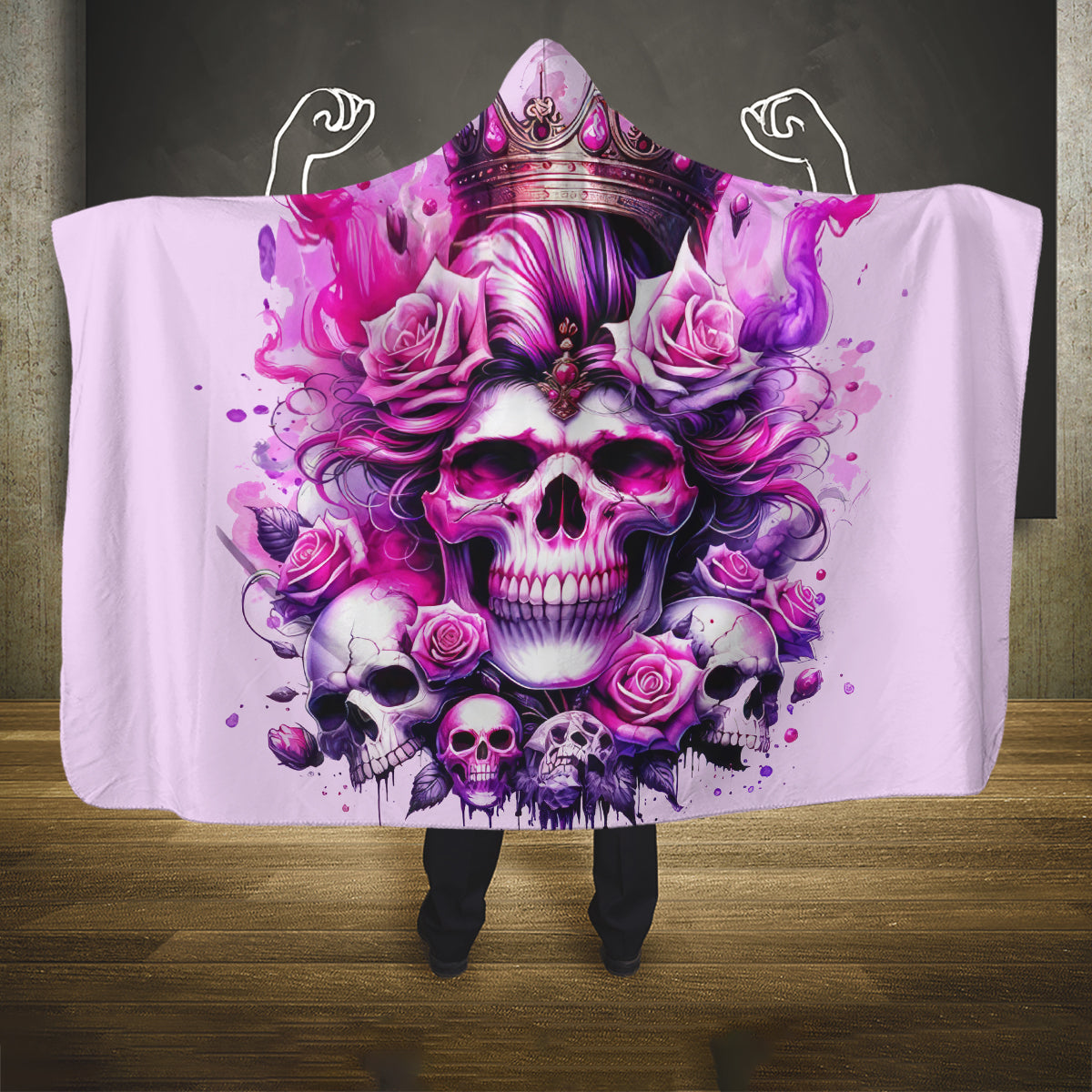 Rose Skull Hooded Blanket Bitch I'm The Fucking Queen
