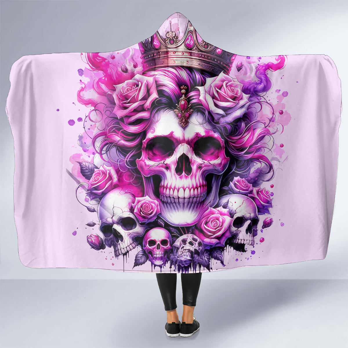 Rose Skull Hooded Blanket Bitch I'm The Fucking Queen
