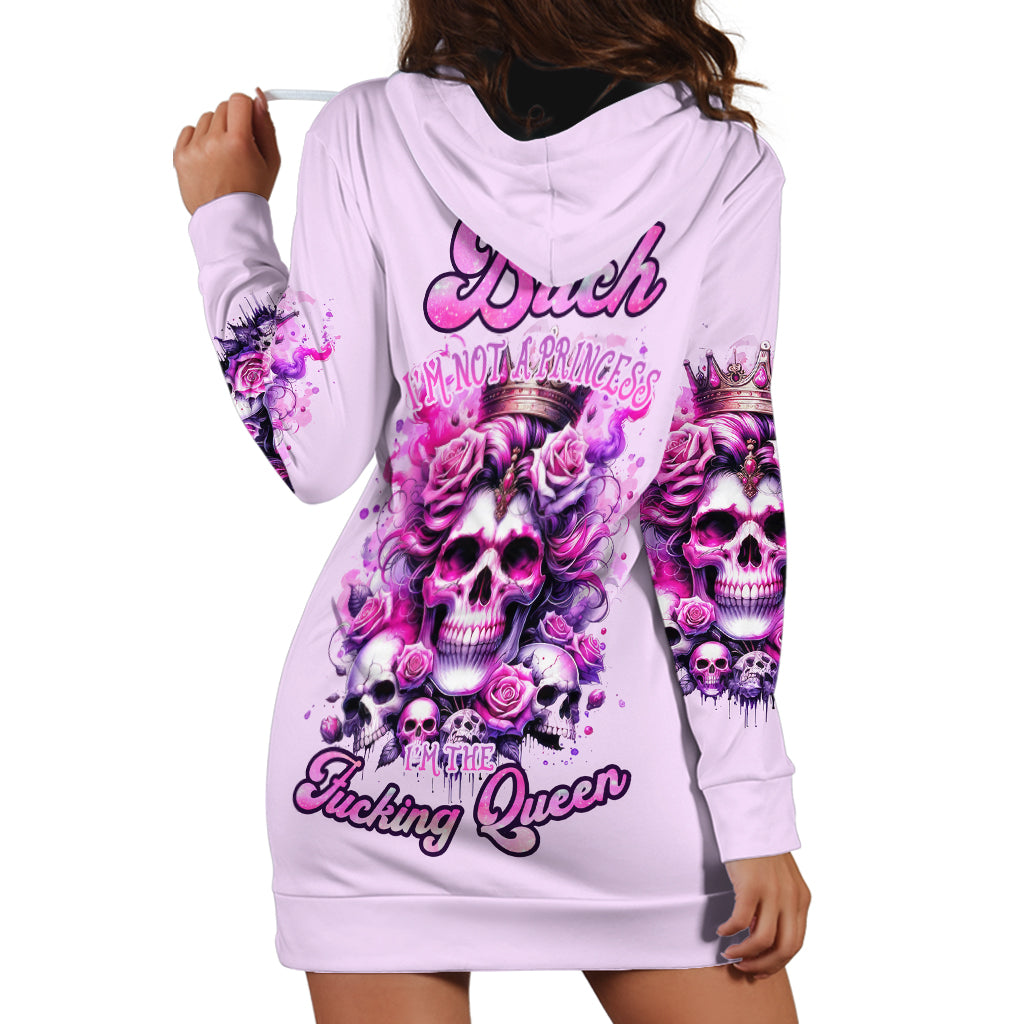 Rose Skull Hoodie Dress Bitch I'm The Fucking Queen - Wonder Print Shop