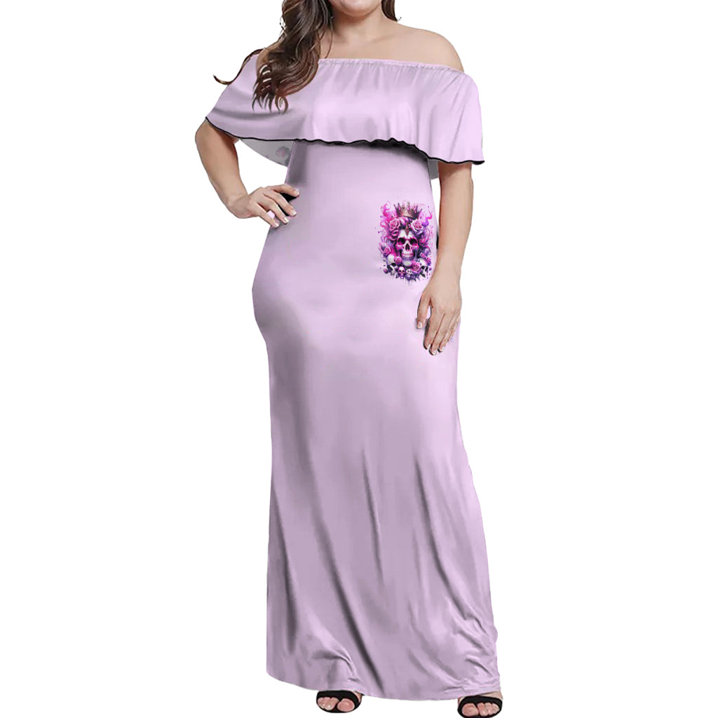 Rose Skull Off Shoulder Maxi Dress Bitch I'm The Fucking Queen - Wonder Print Shop