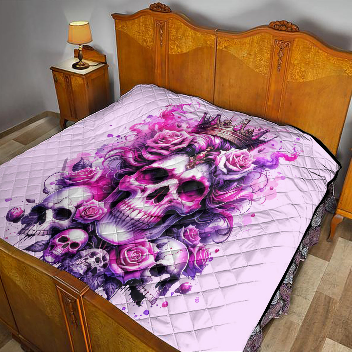 Rose Skull Quilt Bitch I'm The Fucking Queen - Wonder Print Shop