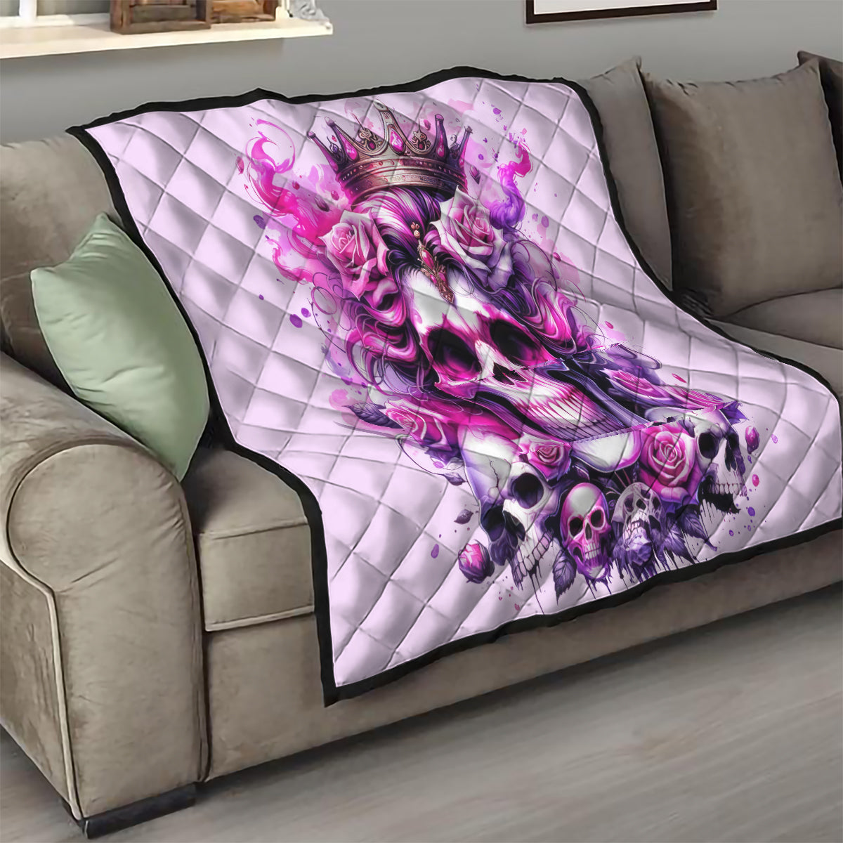 Rose Skull Quilt Bitch I'm The Fucking Queen - Wonder Print Shop