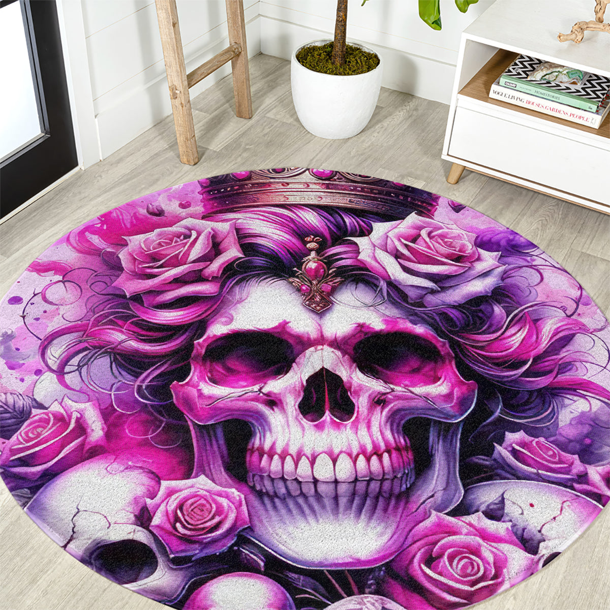 Rose Skull Round Carpet Bitch I'm The Fucking Queen
