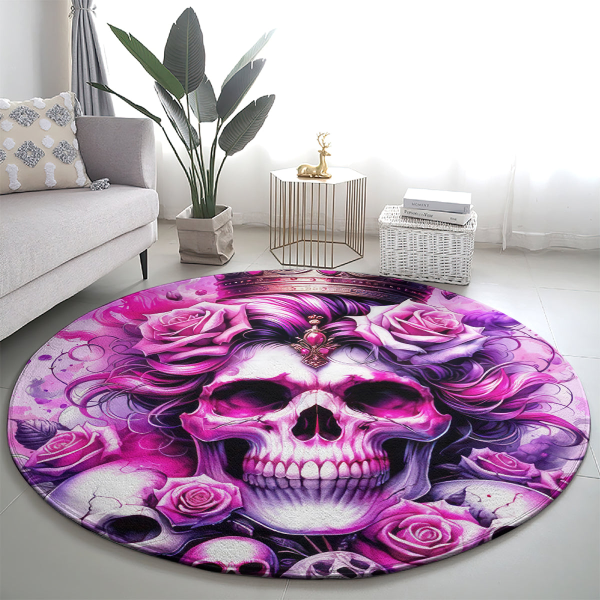 Rose Skull Round Carpet Bitch I'm The Fucking Queen