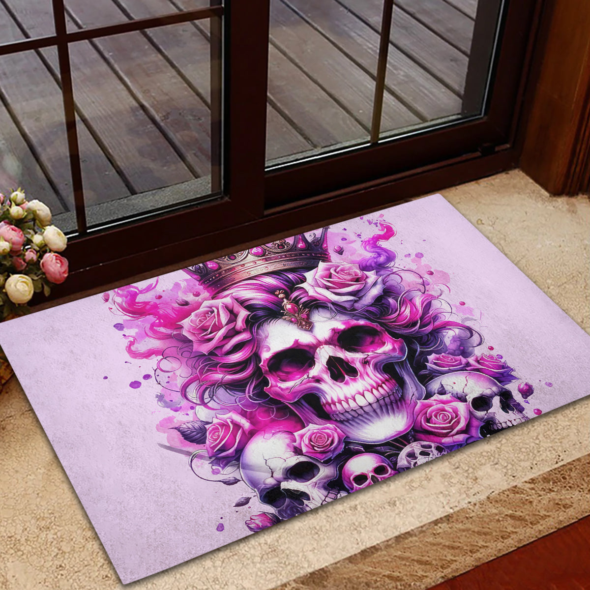 Rose Skull Rubber Doormat Bitch I'm The Fucking Queen - Wonder Print Shop