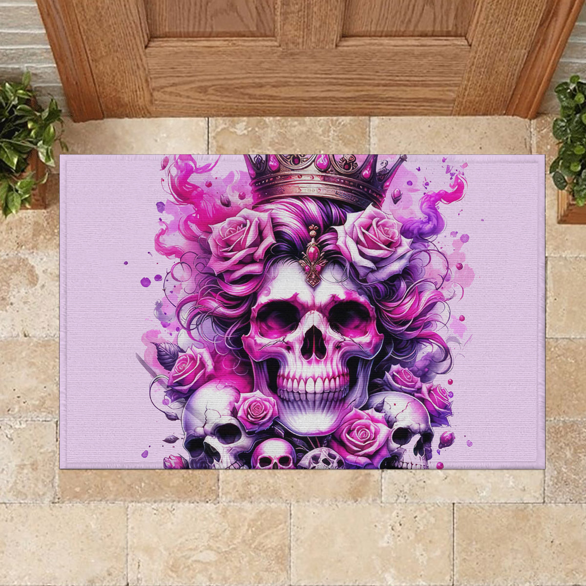 Rose Skull Rubber Doormat Bitch I'm The Fucking Queen - Wonder Print Shop